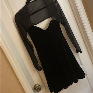 BlackMilk Velvet Long Mesh Sleeve Dress